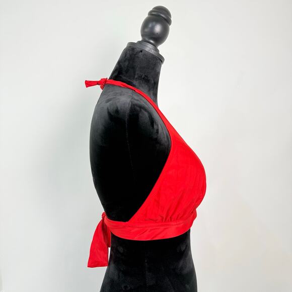 J Crew DD Halter Tie Back Triangle‎ Bikini Top Size Small Red NWT - Picture 3 of 6